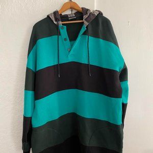 Authentic BALENCIAGA Oversized Striped Hoodie with Flannel Hood Size XS
